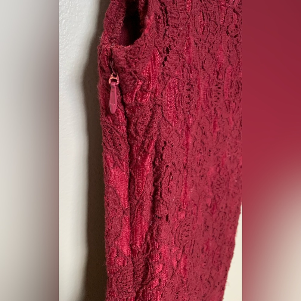 Hollister Lace Dress Size 1 xs 2 Burgundy Mini High Neck Sheath 0 Maroon Fall - Picture 8 of 12